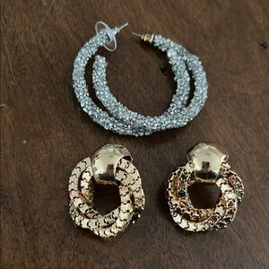 Elegant Gold and Silver Hoop Earrings Set